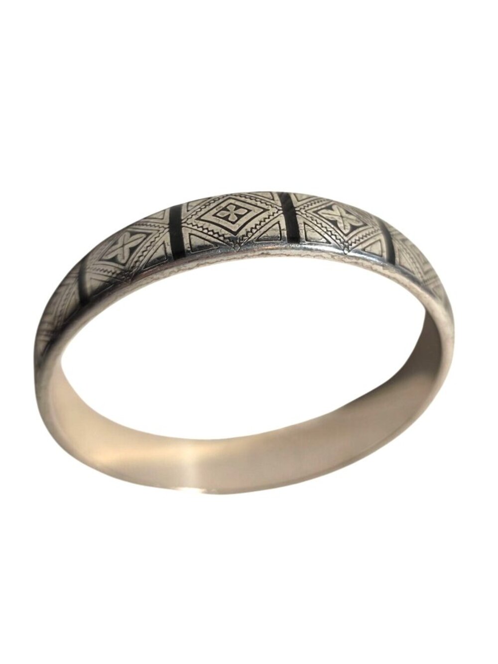 Brighton Silver tone Etched Bangle Bracelet Geometric Design womens jewelry